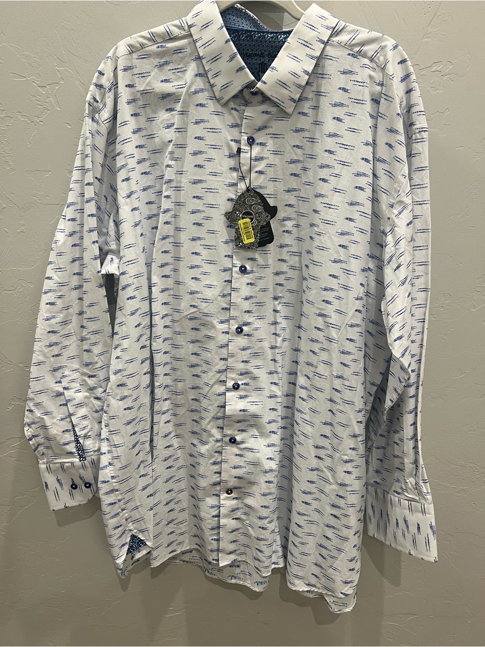 Men’s Visconti Black Blue & White Dress Shirt 3XLB Collared Long Sleeve NWT
